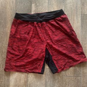 Red and black Lululemon shorts